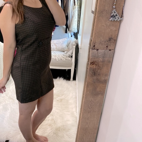 Vintage brown & black checkered clueless schoolgirl style shift dress - Picture 5 of 10